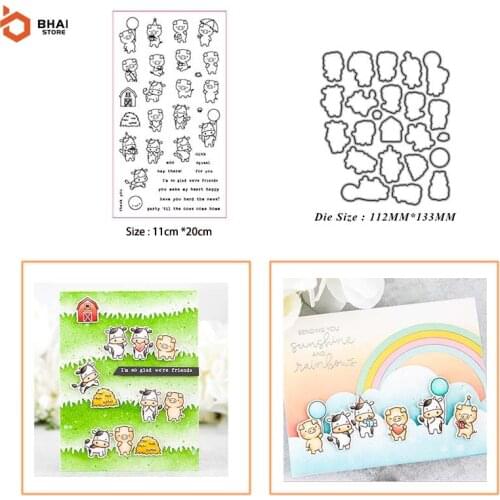 Good Friends Pig and Calf Metal Cutting Dies and Stamps Stencil for DIY Scrapbooking Photo Album Embossing Decorative Paper Card