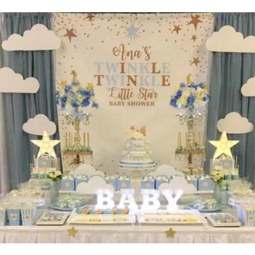 HUAYI Photography Backdrop Birthday Party Desserts Cake Table Decor Photo Background Twinkle Little Stars Baby Shower DropW-3425