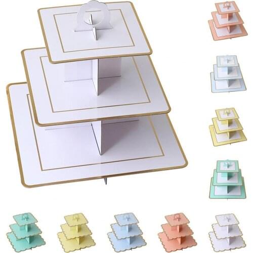 Cake Stand Exquisite Three-layer Paper Eco-friendly Disposable Dessert Stand for Wedding