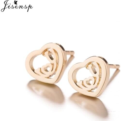 Jisensp Romantic Heart Earrings Hollow Heart "I O U" Words Earrings Wedding Jewelry for Woman Valentines Day Gift
