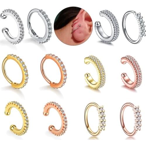 1PC Septum Rings Pierced Ear Piercings Septo Faked Piercings Nose Ear Cartilage Tragus Helix Piercing Clicker Rings Body Jewelry