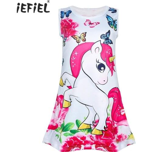 Summer Girls Nightgown Cute Cartoon Pajamas Dress For Kids Sleeveless Princess Night Dress Children Sleepwear Casual Homewear