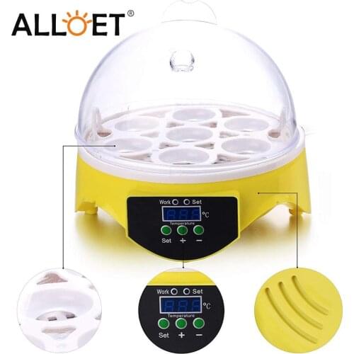 Mini 7 Egg Incubator Poultry Incubator Brooder Digital Temperature Farm Hatchery Control Egg Incubator Hatcher for Chicken Bird