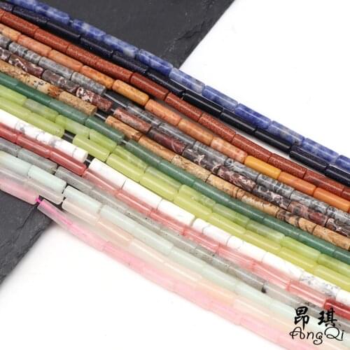 NATURAL GREEN JADES ROUND Beads TUBE WITH HOLE Mixed Color Mixed Material Round Tube Beads For Accessory DIY For Jewelry Making