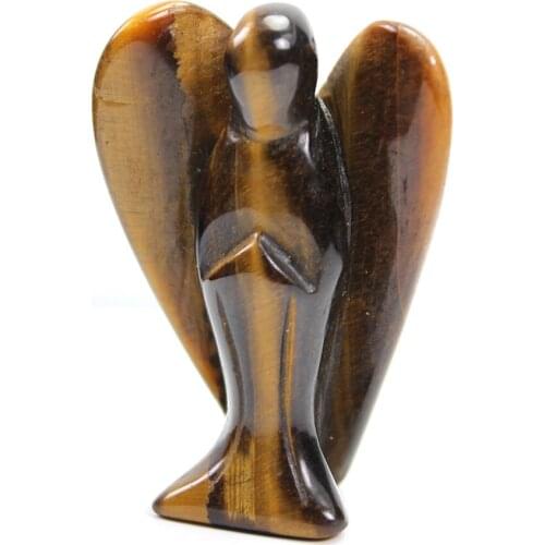 Natural Yellow Tiger Eye Stone Angel Figurine Quartz Wing Sweetheart Statue Healing Crystal Wedding Gifts Home Decoration