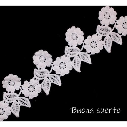 Buena Suerte High Quality 2018 New 5cm White/Black Daisy Flower Embroidery Lace Ribbon Fabric Sew DIY Handmade Accessories TM074