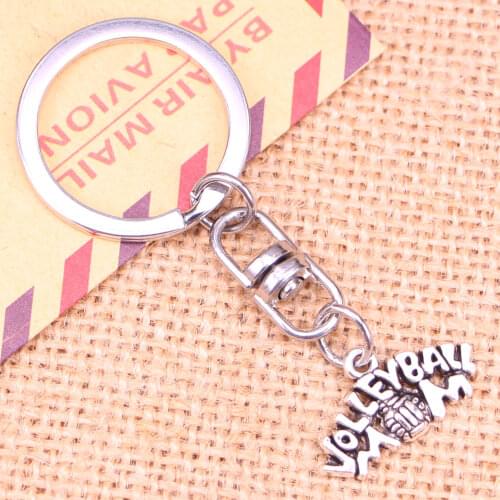 New Fashion Keychain 13x23mm volleyball mom Pendants DIY Men Jewelry Car Key Chain Ring Holder Souvenir For Gift