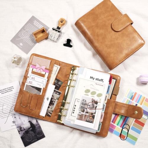 Yiwi Daily Log DIY Creative A5 A6 Brown Loose Leaf Notebook Binder Spiral Notebooks And Journal Stationery