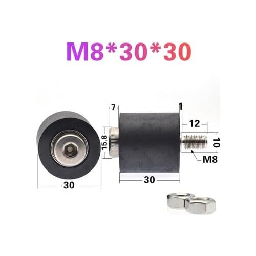 1pcs M8*30*30cm PU polyurethane roller, PUT626330-30 C0L9M5 rubber-coated pulley, bearing roller transmission belt accessories