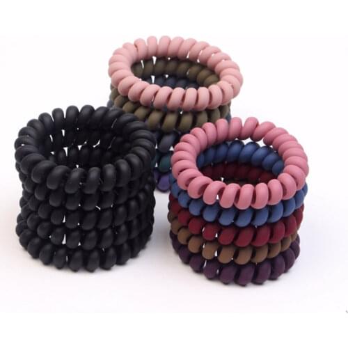 1/5Pcs Women Matt Colors Thick Big Telephone Wire Rubber Bands Stretchy Deep Colors Non-mark Spiral Coil Ropes Solid Hair Ties