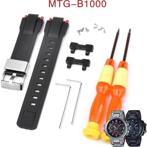 Rubber Replacement Watch Band Strap for Casio G-Shock MTG-B1000 Men Matte Metal Solid Watchband Bracelet Accessories