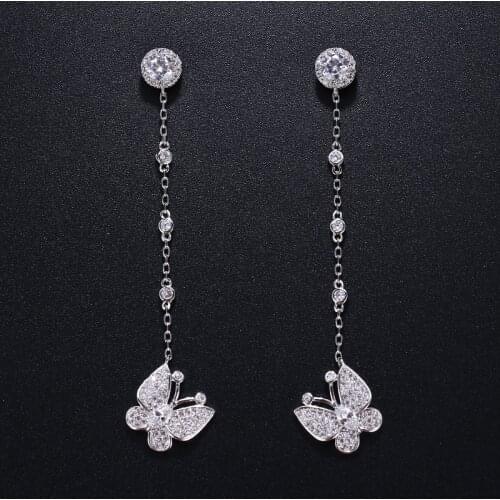 Emmaya AAA+ Cubic Zircon Butterfly Long Earrings piercing Cubic Zircon jewelry Brincos Boucle D'oreille Oorbellen Gift