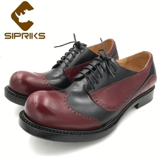 Sipriks Imported France Calf Leather Shoes Fashion Elegant Mens Handmade Sewing Welted Dress Shoes Thick Leather Sole Shoes 45