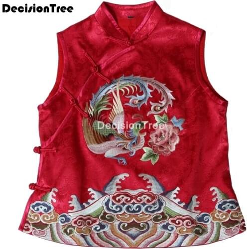 2021 embroidery qipao vintage sleeveless vest short outwear coat dragon flower embroidery women tops waistcoat feminino