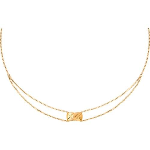 High-grade Lingge Double Necklace Womens Trend in Europe and America