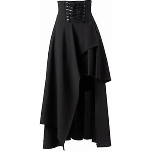 Skirt Women Lolita Strap Black Gothic Skirts Female Fashion High Waist Irregular Gothic Steampunk Party Skirts
