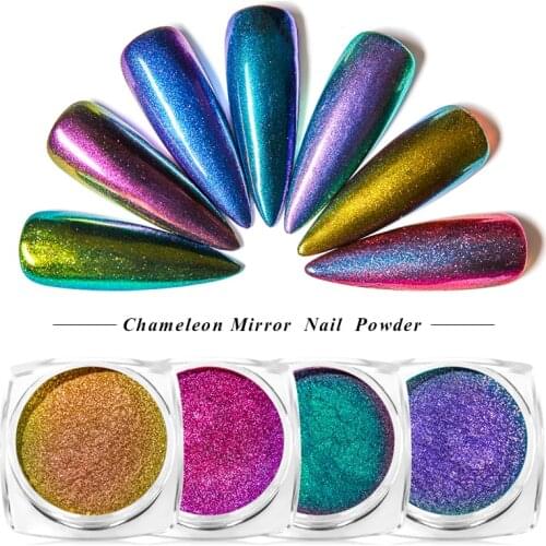 Chameleon Mirror Laser Nail Glitter Powders Shimmer Nail Art Chrome Pigment Dust Gradient Nail Powder Nails Design Decoration