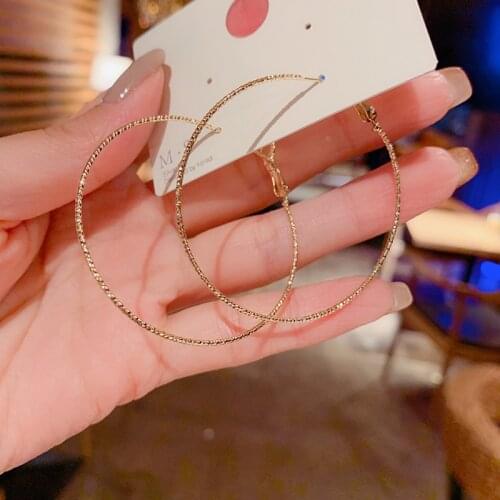 BLIJERY 2021 New Korean Trendy Big Hoop Earrings Shiny Twisty Thin Circle Earrings for Women Basketball Brincos Boucles d'oreill