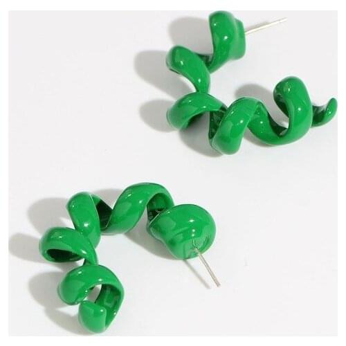 Earrings female European and American fashion earrings retro design exaggerated spiral green earrings earrings
