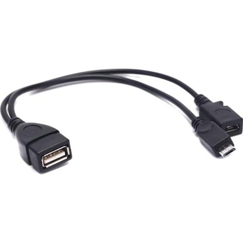 1pc 2 In 1 Otg Power Splitter Y Cable Micro Usb Female To Male Adapter Cord