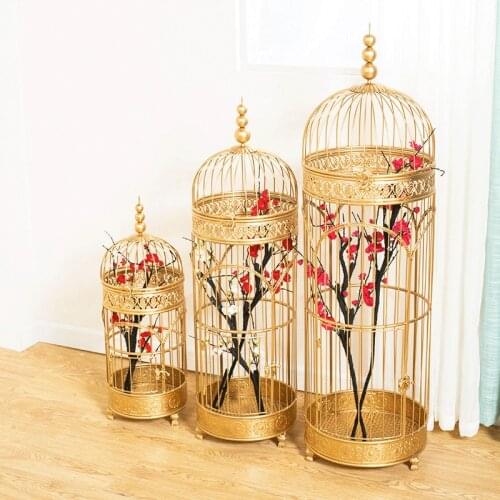 1PCS Decorative bird cage iron vi1PCS ntage bird cage large bird cage window bird cage golden bird cage floral decoration