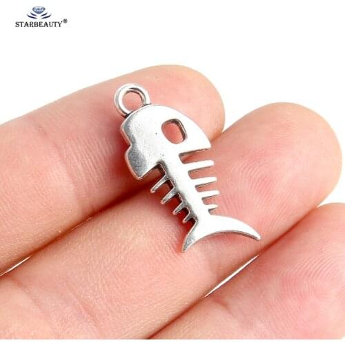 10 pcs/lot 1" Fish Bone Jewelry Findings Fake Piercing Helix Piercing Belly Ring Parts Alloy Charm Ornament Component Accessory
