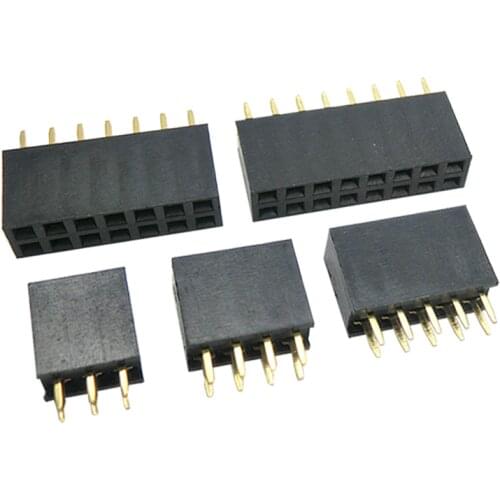 100Pcs 2.54mm 2x2/3/4/5/6/8/10/13/15/20/40 Pin stright Female Double Row Pin Header Strip PCB Connector