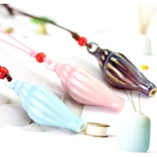 12 Pieces/Lot Ceramic Conch Whistle Long Necklaces Jewelry For Women Vintage Beads Strand Charm Necklace Sweater Chain Choker