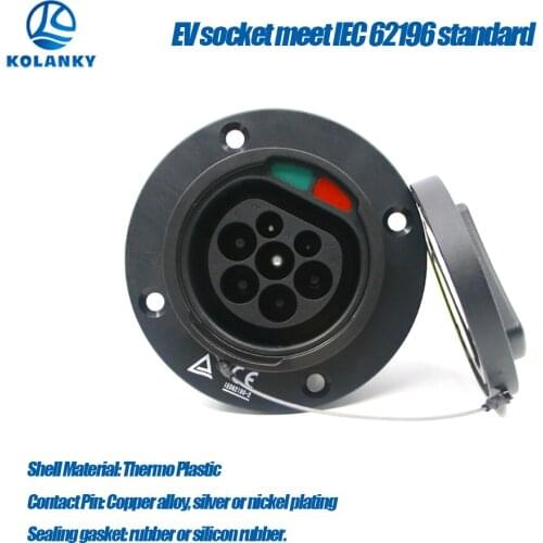 16A 32A Three Phase IEC 62196 Type2 Male EV Socket Electric Car Side AC Charging Inlet