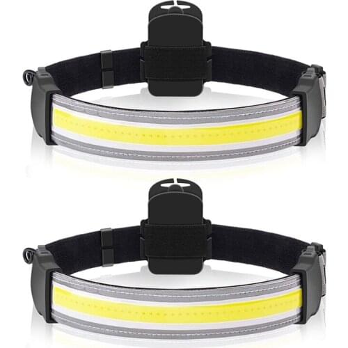 2 Pack LED Headlight Lightweight COB Bright Headlight with 3 Light Modes for Fishing, Running and Camping