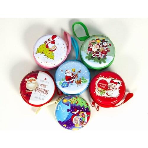 2020 Navidad Explosion Christmas gift cartoon coin purse creative tinplate earphone storage box key bag candy storage basket