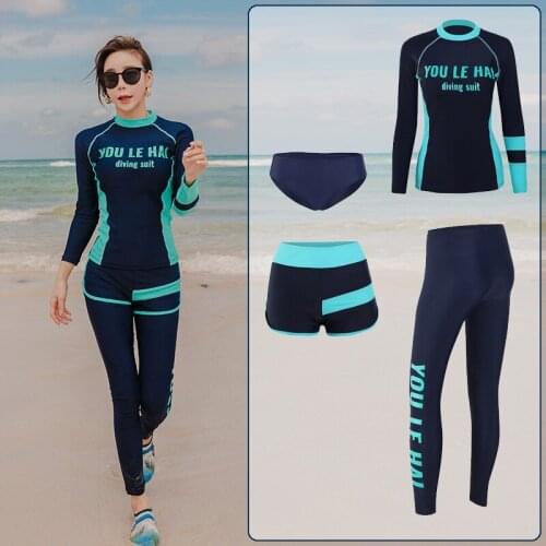 Women 4pcs Men 3pcs Zip-up Rashguard Long Sleeve Swim Surf Dive Skins Fitness Athletic Yoga Run Jogging Activewear Tracksuits