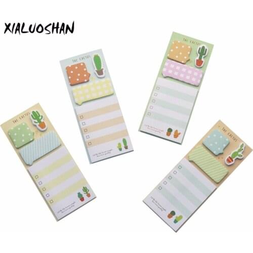 4 pcs / set New Creative Cactus Shape Cute Cartoon Variety of Styles Portable Self - Adhesive Convenience Paste Memo Paper