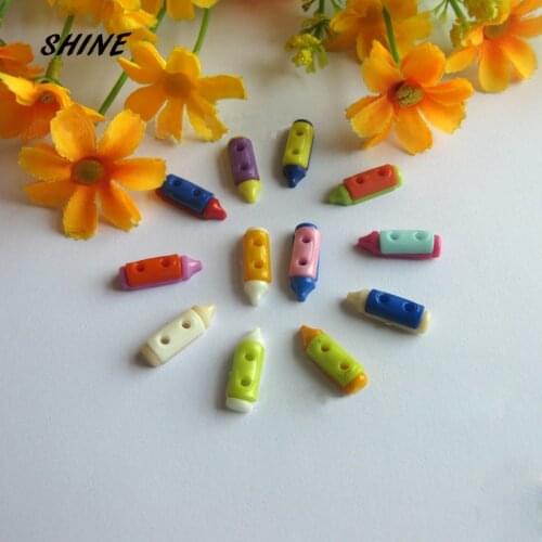 SHINE Plastic Sewing Buttons Scrapbooking Crayon Multicolor Mixed Two Holes Pattern 20 x 7mm 50 PCs Costura Botones Decorate
