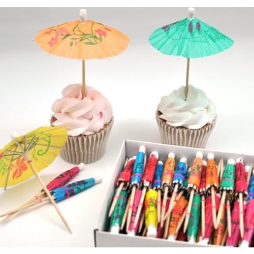 144pcs Paper umbrella cupcake topper pick fruit picks baby shower kids birthday party supplies Creative cocktail fork