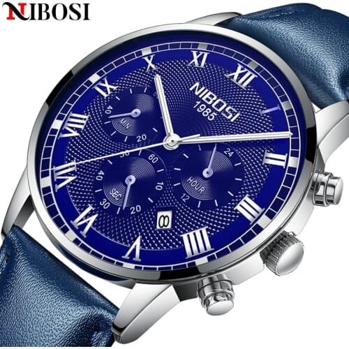 NIBOSI Mens Watches Luxury Brand Business Quartz Watch Men Military Sports Waterproof Dress Wristwatch Black Relogio Masculino