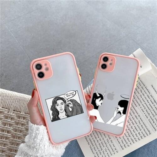 Cool smoking heartbreaker girl Phone Case For iPhone 12 11 Mini Pro XR XS Max 7 8 Plus X Matte transparent Pink Back Cover