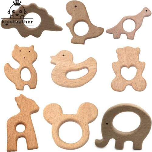 Wooden Teether Toy Baby Safe Nurse Breastfeeding Chew Training Toddler Unwaxed Beech Wooden eco-friendly Organic Baby Teether