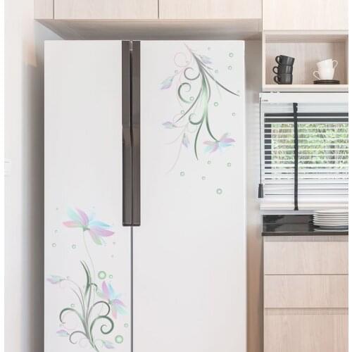 Elegant flowers white flower Wall Sticker fridge door glass cupboard decorations wallpaper Mural Art refrigerator stickers