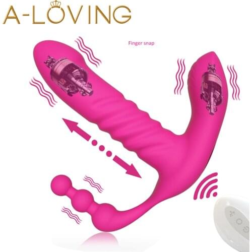 Wearable Remote Control Thrusting Vibrator Butt Plug Anal G Spot Clitoris Vagina Stimulator Dildo for Adult Women Sex Toys Shop