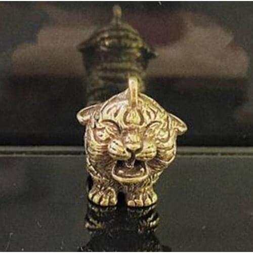 ZOCDOU 1 Piece Brass Creative Cartoon Little Tiger Small Statue Little Figurine Crafts Figure Ornament Miniatures