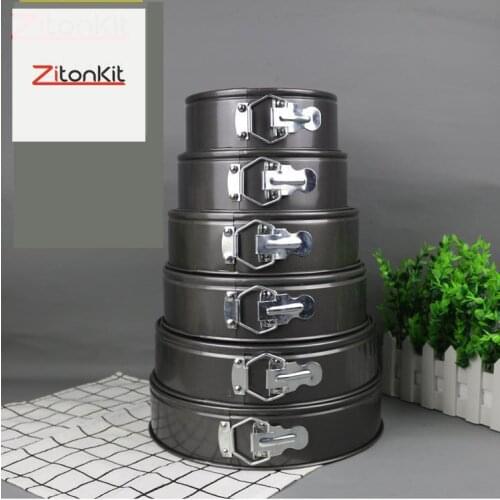 6pcs Baking Pan Round Shape Cake Mould Tray Carbon Steel Springform Bottom Removable Black-gray Non-stick 789101112 inch 4"
