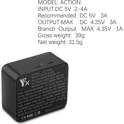 QINPIN Intelligent Battery Charger Accessories Sport Camera Charger for Osmo Action