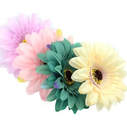100PCS 7cm Artificial Chrysanthemum Silk Flower Head For Home Wedding Decoration Wreath Scrapbooking Fake Gerbera Accessories