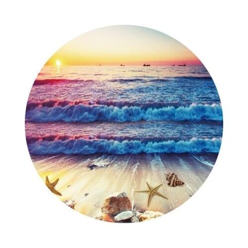 Beautiful flowers, sea, stones, non-slip, round rugs, floor mats, bedroom, living room, home decoration