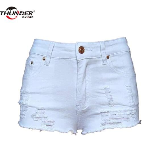 Summer Denim Shorts Women Ripped Hole White Black Casual Shorts Vintage Pocket Skinny Short Jeans 2018 Girl Hot Shorts
