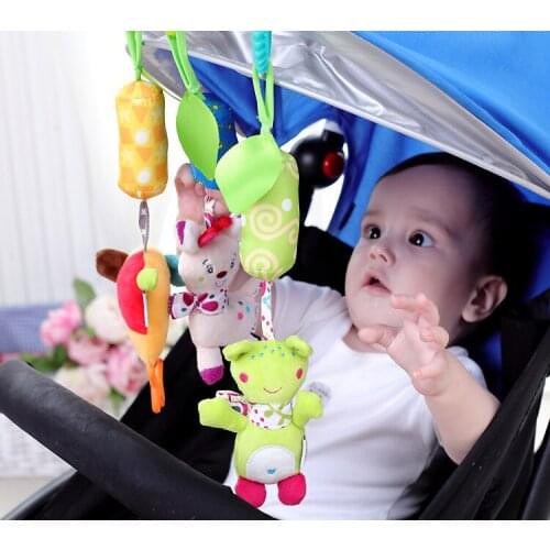Hot sales Baby Toys Rattles Toy Kids Soft Cat Owl Plush Toy Animal Clip Baby Crib Bed Hanging Bells Toys for Stroller DS19