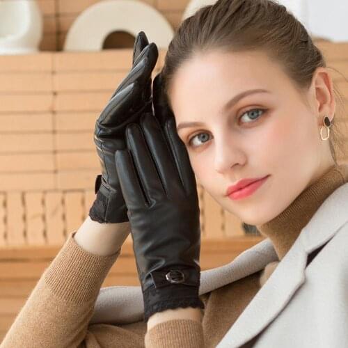 Fashion Winter Warm Gloves Female Touch Screen Winter Waterproof Windproof Thicken Driving Cycling Bow Gloves for Women