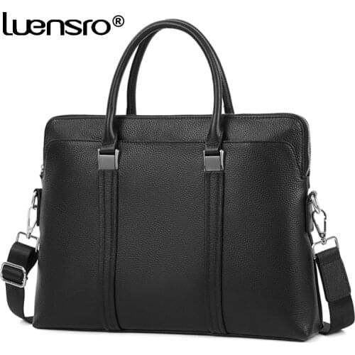 Business Men Briefcase Bag Genuine Leather Laptop Bag High Quality Real Leather Casual Man Bag Shoulder Bags Men Handbag Office