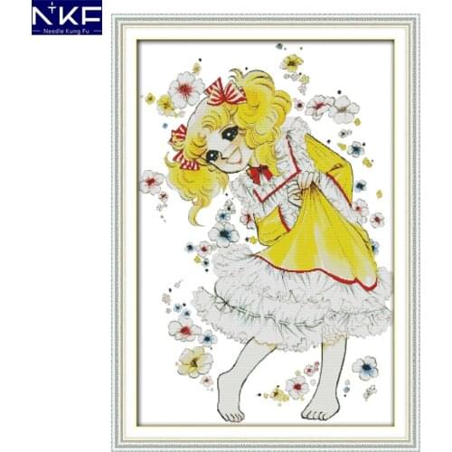 NKF Candy Stamped Cross Stitch Sets Needlework DIY Kits Embroidery Chinese Cross Stitch Chart Pattern for Home Decor